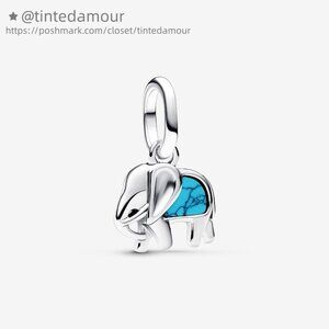 Pandora Turquoise-colored Elephant Mini Dangle Charm